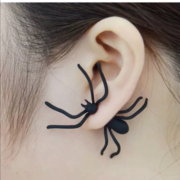 Black Metal Spider 🕷 Earrings - Picture 2 of 6